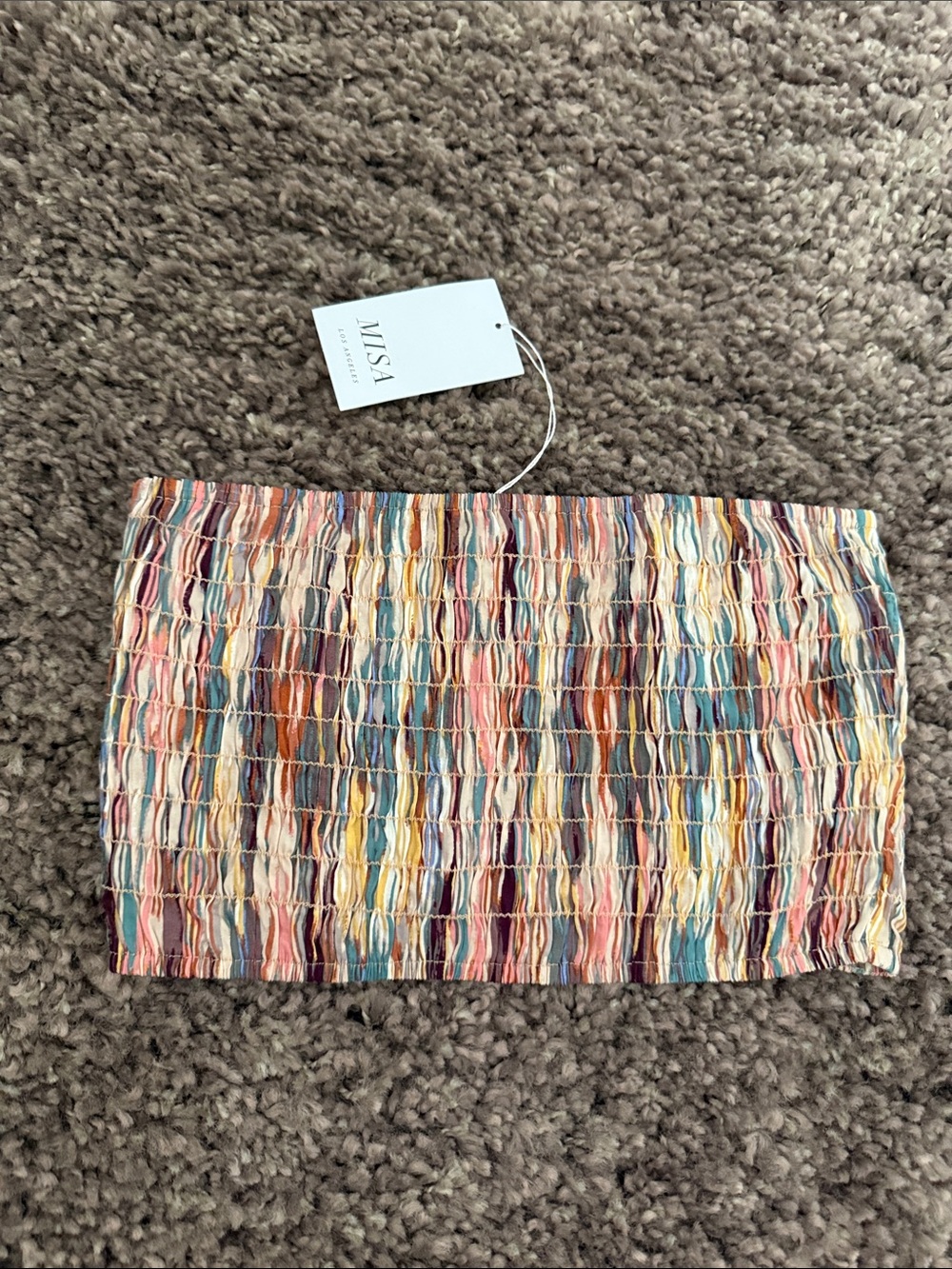 Los Angeles Roksana Bandeau Blurred Ikat Fairy Bohemian Crop Top Strapless